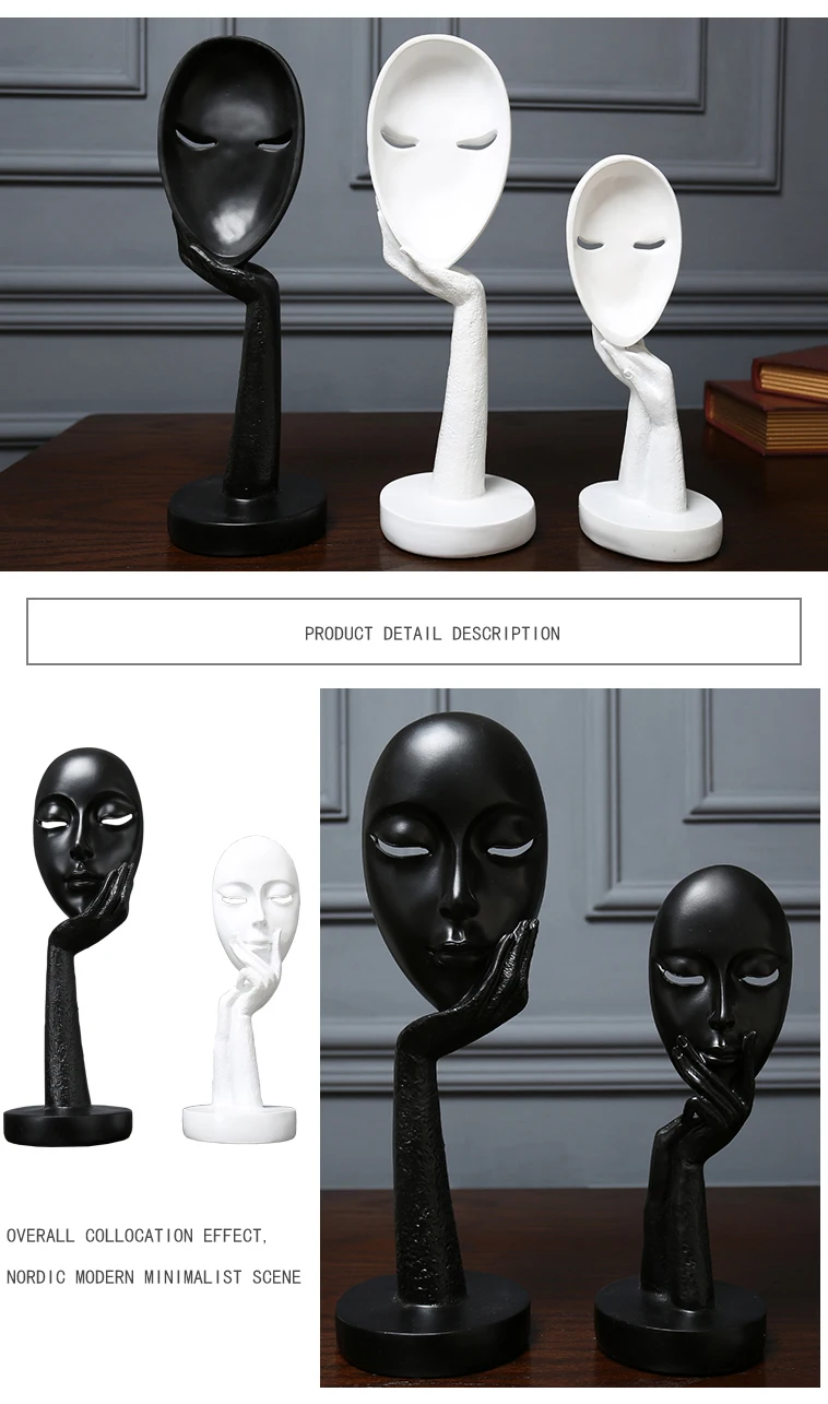 Home Decoration Statue Table Decorations Accessories 3D Face Mask Abstract Sculpture Decorative Art Figurine Living Room Decor (5)