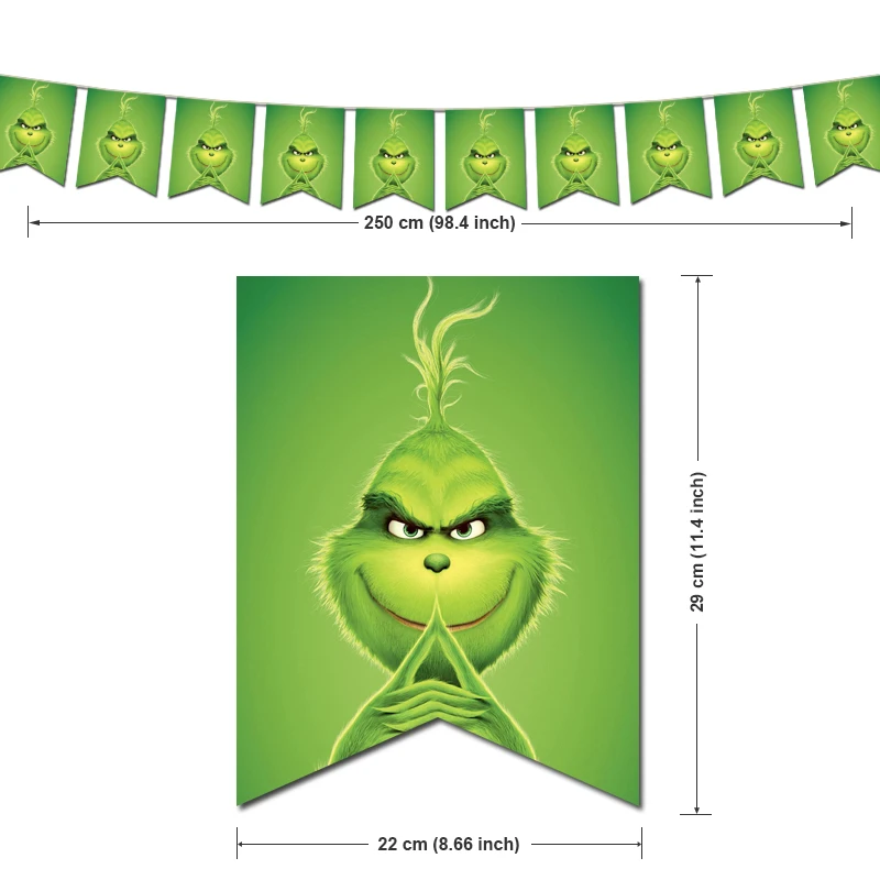 Grinch День Рождения украшения Игра как украли Рождественская тема сувениры Supplys баннер чашки соломинки - Цвет: banner B