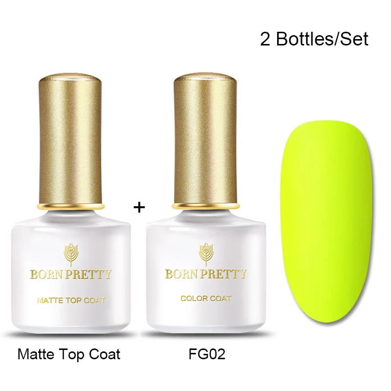 Set 2 Матовый неоновый Гель-лак для ногтей BORN PRETTY, 6 мл, флуоресцентный, зеленый, желтый цвета, впитывающий УФ-Гель-лак для ногтей - Цвет: Set 2