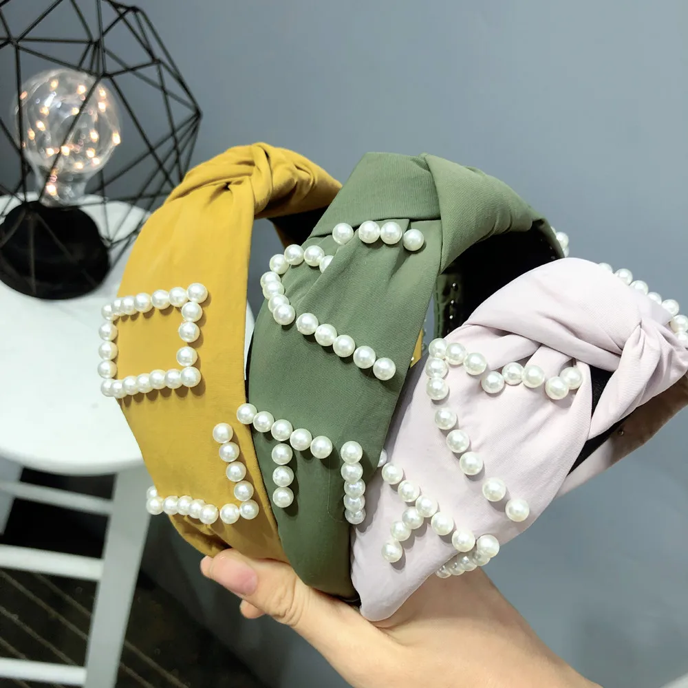 36pcs/lot DIY Simple Multi Fabrics Letters LOVE Nail Pearl Head Bands Tie Knot HeadBands Hair Styling Tools Accessory HA1370