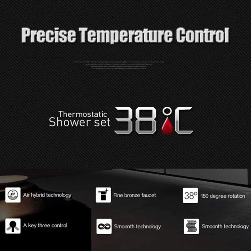 Chrome Thermostatic Bar Shower Mixer Valve Anti Scald Tap