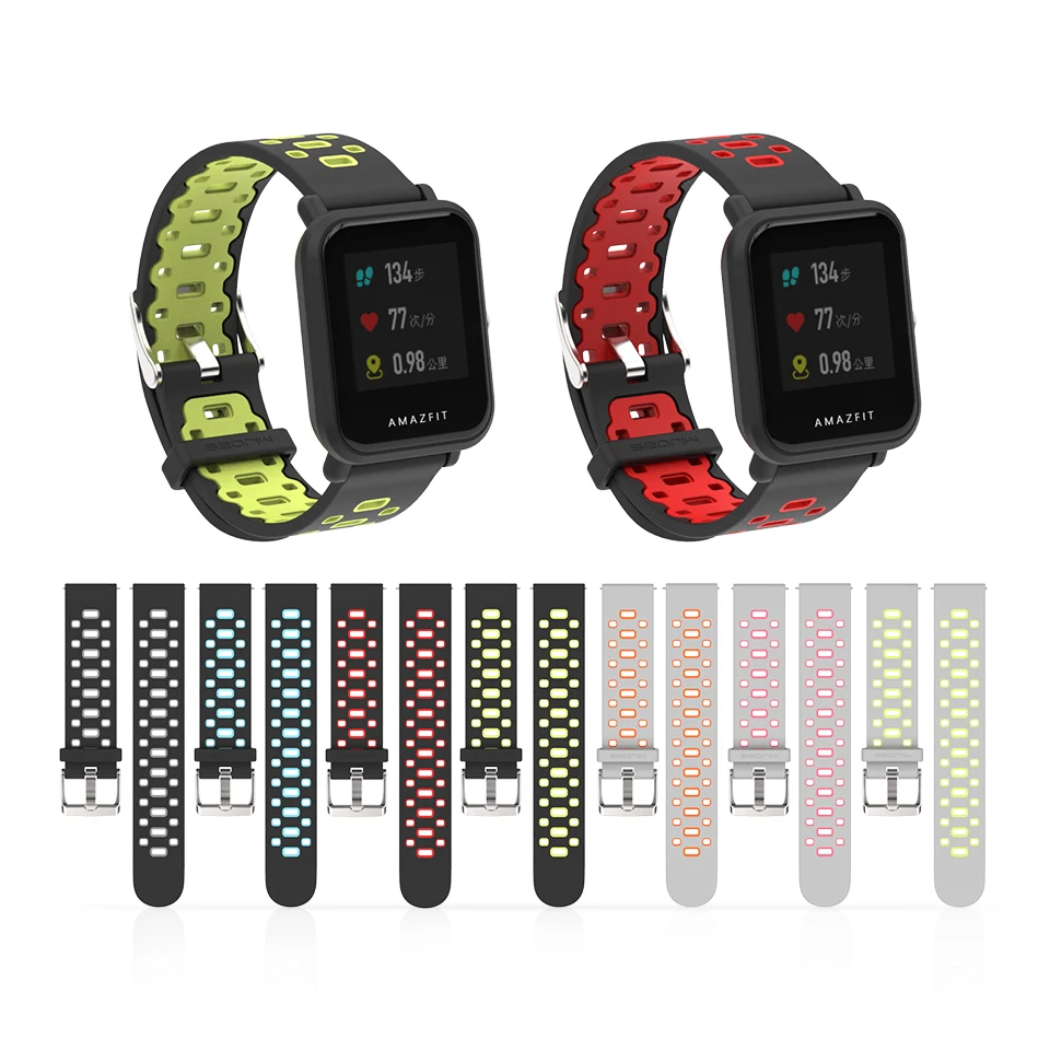Amazfit Bip S Smartwatch 용 손목 스트랩 Amazfit Bip S Lite 용 20mm 실리콘 시계 밴드 팔찌 보호대 케이스 커버