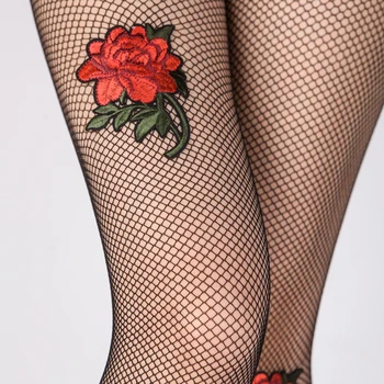 

Hot Woman Hollow out Embroidery Flower Leggings Stocking Pantyhose Sexy Girl Net Silk Hosiery Mesh Thigh Stockings
