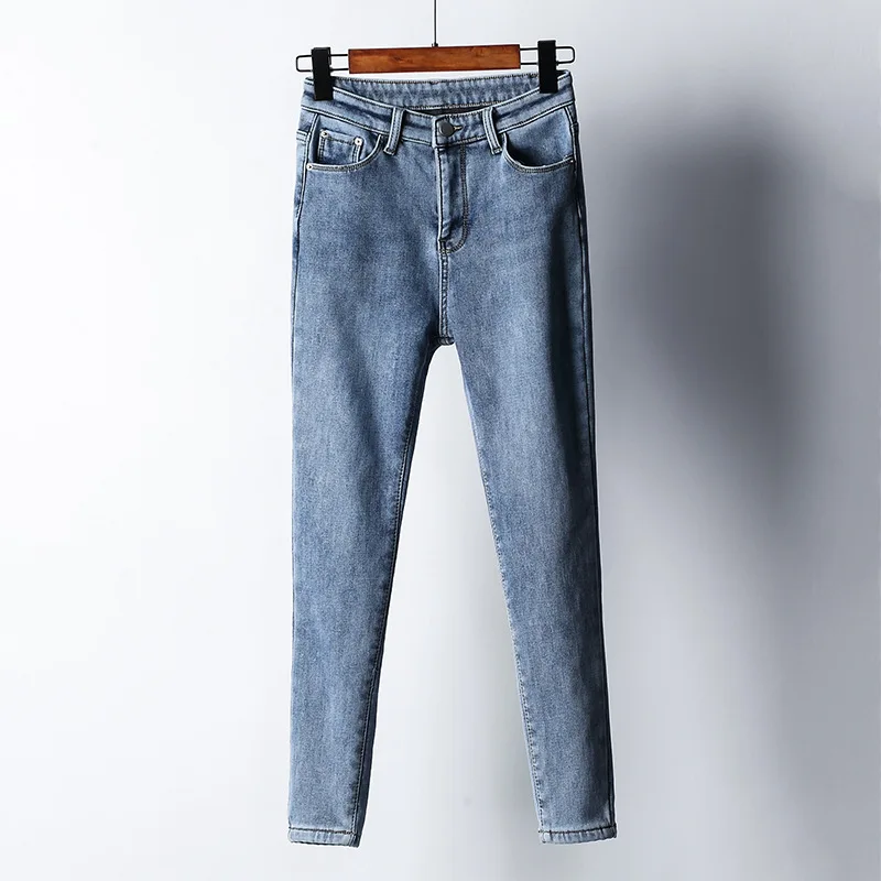 

Fleece jeans women 2021 new winter Korean version of the high waist thick stretch pencil tight-fitting solid color pants