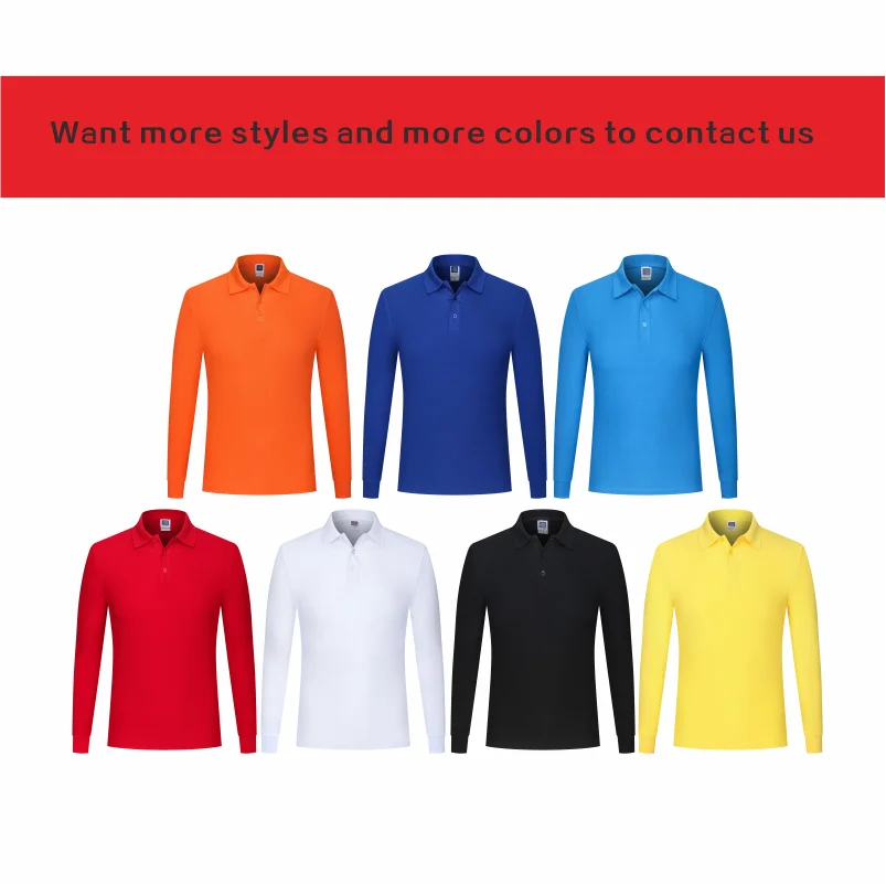 Осенняя здоровая хлопковая рубашка поло с длинными рукавами персональная