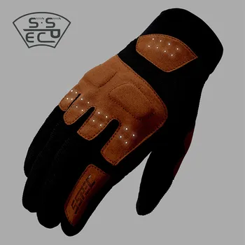

SSPEC Summer Breathable Full Finger Motorcycle Gloves Riding Men Locomotive Retro Knight Gloves Wear-resistant Anti-fall Genuine