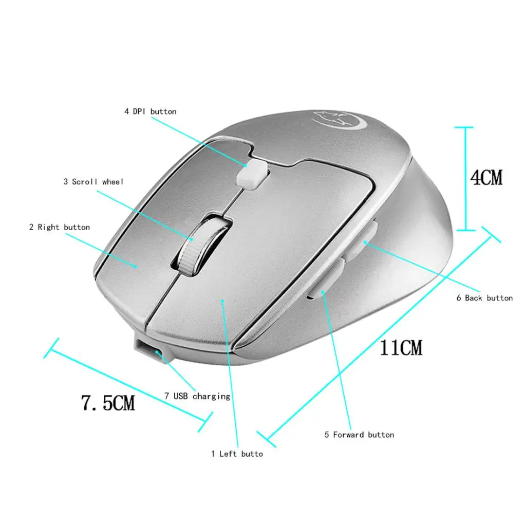 800/1200/1600/2400 DPI Adjustable Portable Wireless Optical Mini Mouse Mice+Bluetooth 4.0 Wireless Mice Mouse For Office Laptop