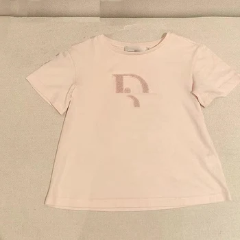 

Per-sale Shipment At The End of August 2020 Summer New Arrival Girls Tops Pink Letter Embroidered T-shirt Clothes for Big Kids
