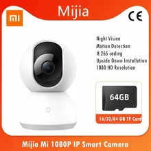 Умная IP-камера Mijia Xiaomi 1080P, беспроводная видеокамера с углом обзора 360 градусов, Wi-Fi, ночным видением, веб-камера, видеокамера с защитой для дом...