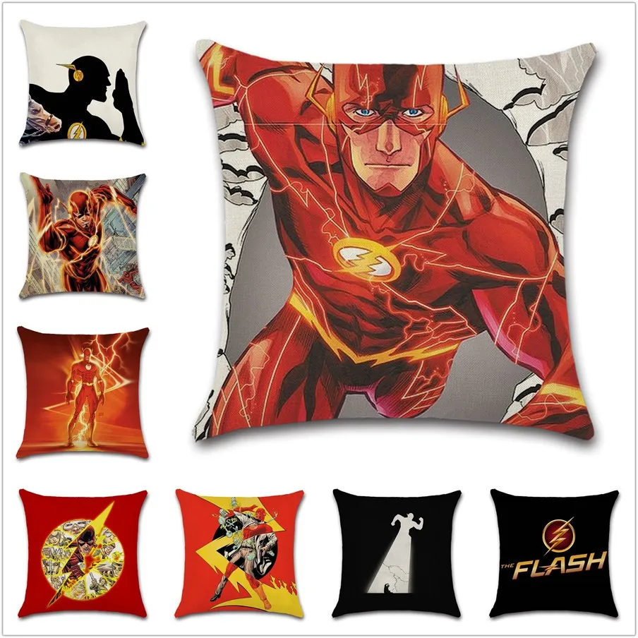 

Super hero the flash comic printed Cushion Cover Decoration Home sofa chair seat kids bedroom gift friend present pillowcase