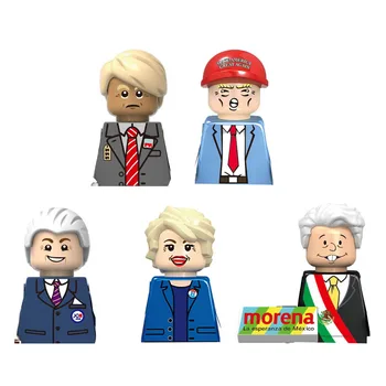 

KF6127 New Famous People Mexico USA President Trumppes Joseph Robinette Biden Mini Blocks Action Figures Head Kids Toy