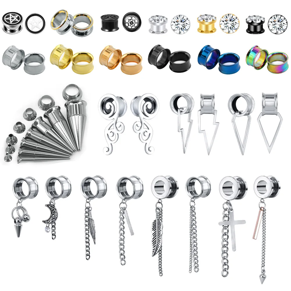 Ear Gauges 5-22mm 316L Stainless Steel Ear Tunnels Plugs Flesh Piercing Body Jewelry Stretchers Expander Plugs 2PC piercing jewelry,ear piercing jewelry,body piercing jewelry,body jewelry