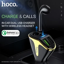 hoco автомобильное зарядное устройство два USB для QC3.0 FCP AFC 18W 3.1A беспроводная гарнитура правое ухо наушник с микрофоном юсби адаптер для машины юсб быстрая зарядка телефона универсальный зарядник в авто