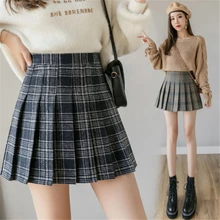 Осенняя клетчатая женская модная юбка в стиле Харадзюку; милая плиссированная юбка для школьниц в стиле панк с высокой талией; женская короткая мини-юбка