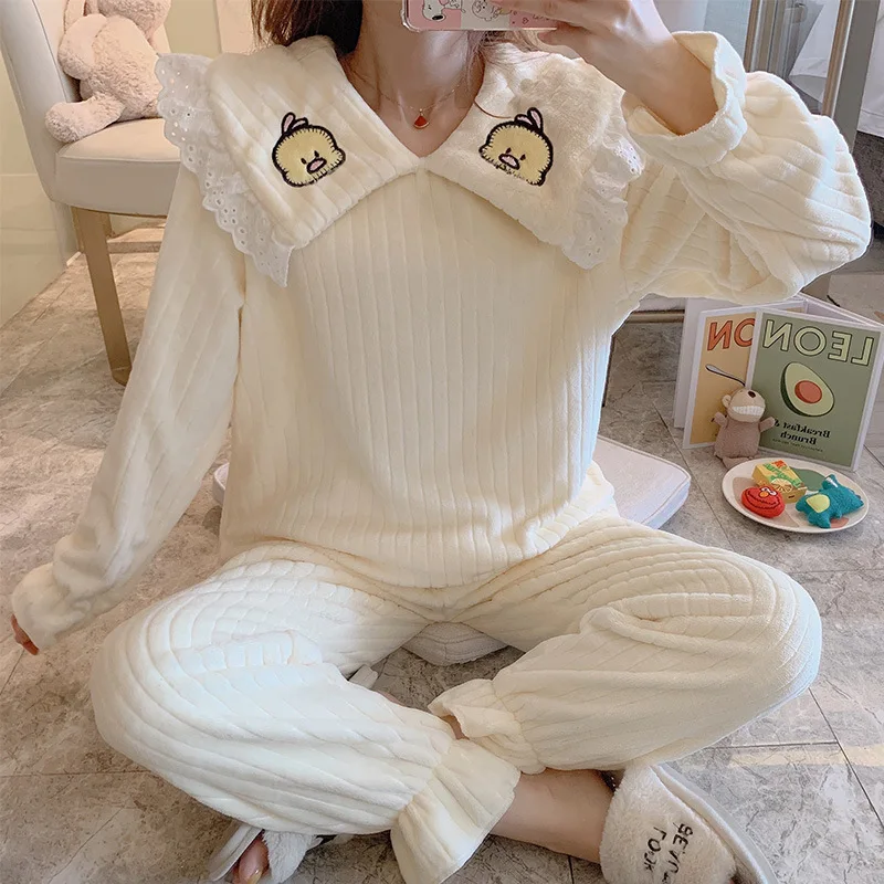 

Spring And Autumn dong shan hu rong shui yi Women's Home Wear Korean-style Princess Winter Flannel Cute Style Women's Pullover D