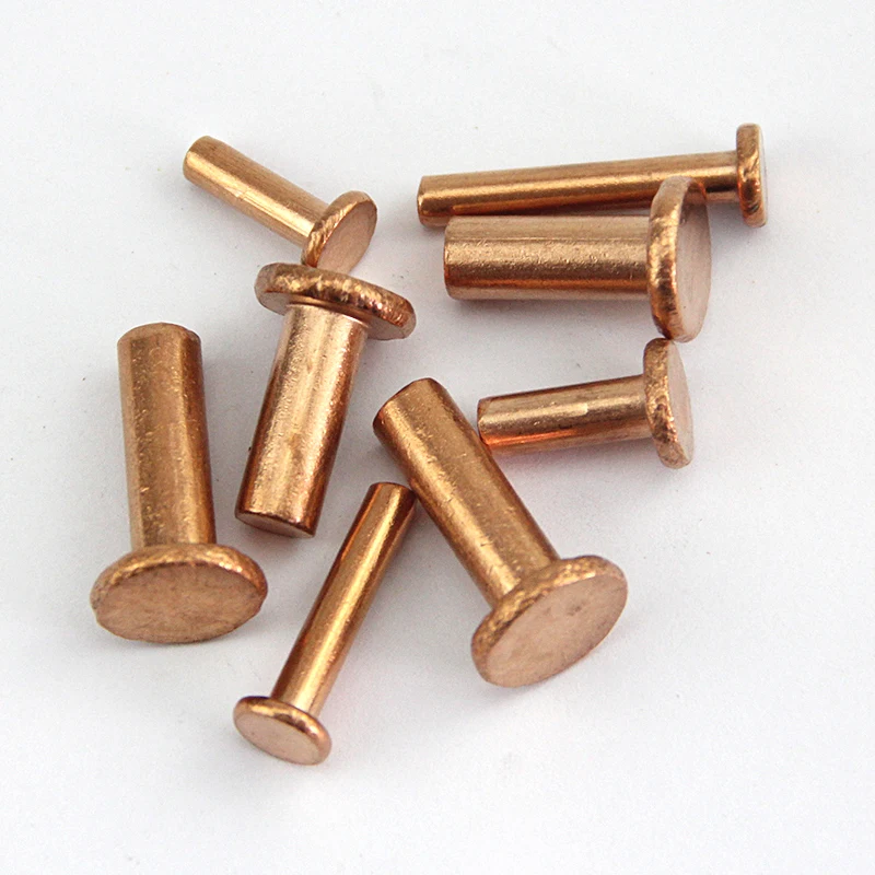 30 шт. M3 медные заклепки с плоской головкой Твердые колпачки для ногтей ударные