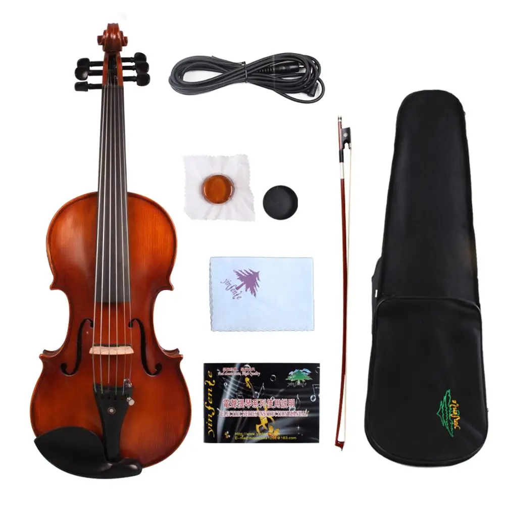 Yinfente 6String Electric Acoustic Violin 4/4 Maple+Spruce Hand-made Sweet Tone Free Case+bow#EV1