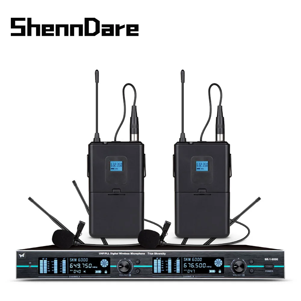 ShennDare SK1-9000 True Diversity Digital Wireless Microphone System Professional UHF Dual Channel MIC DJ Performance Conference