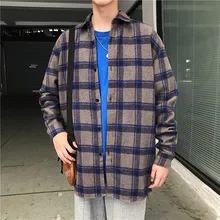 Plaid Shirt Men's Fashion Contrast Retro Casual Shirt Loose Long Sleeve Shirts Mens Streetwear Society Men Dress Shirt S-3XL