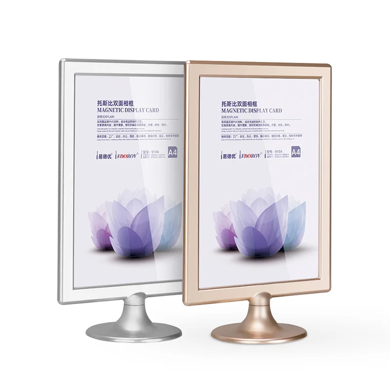 A5 Double Sided Plastic Picture Frames Desktop Photo Frames Vertical Table Top Menu Card Sign Holder Display Stand