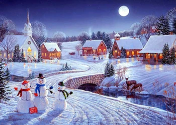 

R5162 scenic snowhouse cross stitch package cartoon 14ct /16/28/27CT cloth cotton thread embroidery DIY handmade needlework