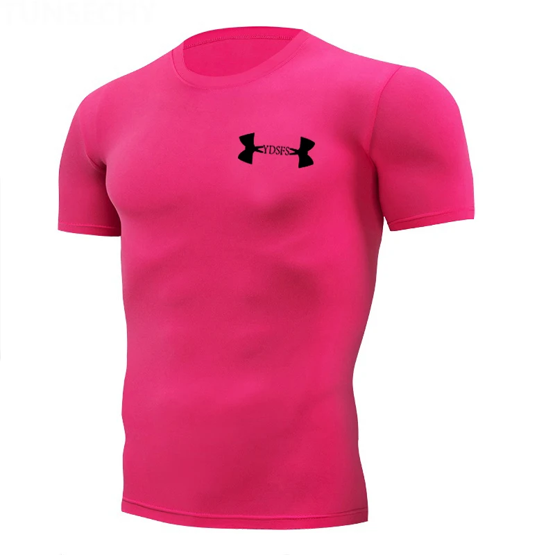 Рашгард Беговая Футболка мужская полиэстер быстросохнущая компрессионная плотная футболка брендовая фитнес с коротким рукавом спортивная футболка большого размера - Цвет: photo color