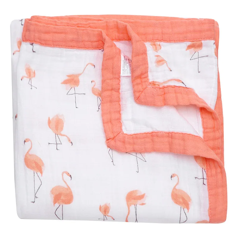 flamingos Дропшиппинг 4 слоя бамбуковая хлопковая детская пеленка детские одеяла для новорожденных подгузники из муслина детский купальный халат чехол для коляски игровой коврик - Цвет: flamingos