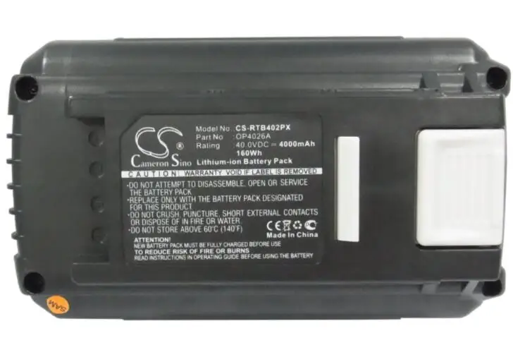 Cameron sino 4000 мАч аккумулятор для Ryobi RY40100 RY40110 RY40112 RY40200 RY40210 RY40220 RY40400 RY40410 RY40500 RY40500A RY40510
