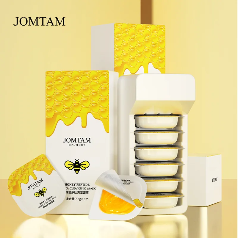 6pcs/Set Honey Peptide Hydra Cleansing Mask Moisturizing Oil-Control Anti-Aging Whitening Depth Replenishment Wrapped | Красота и