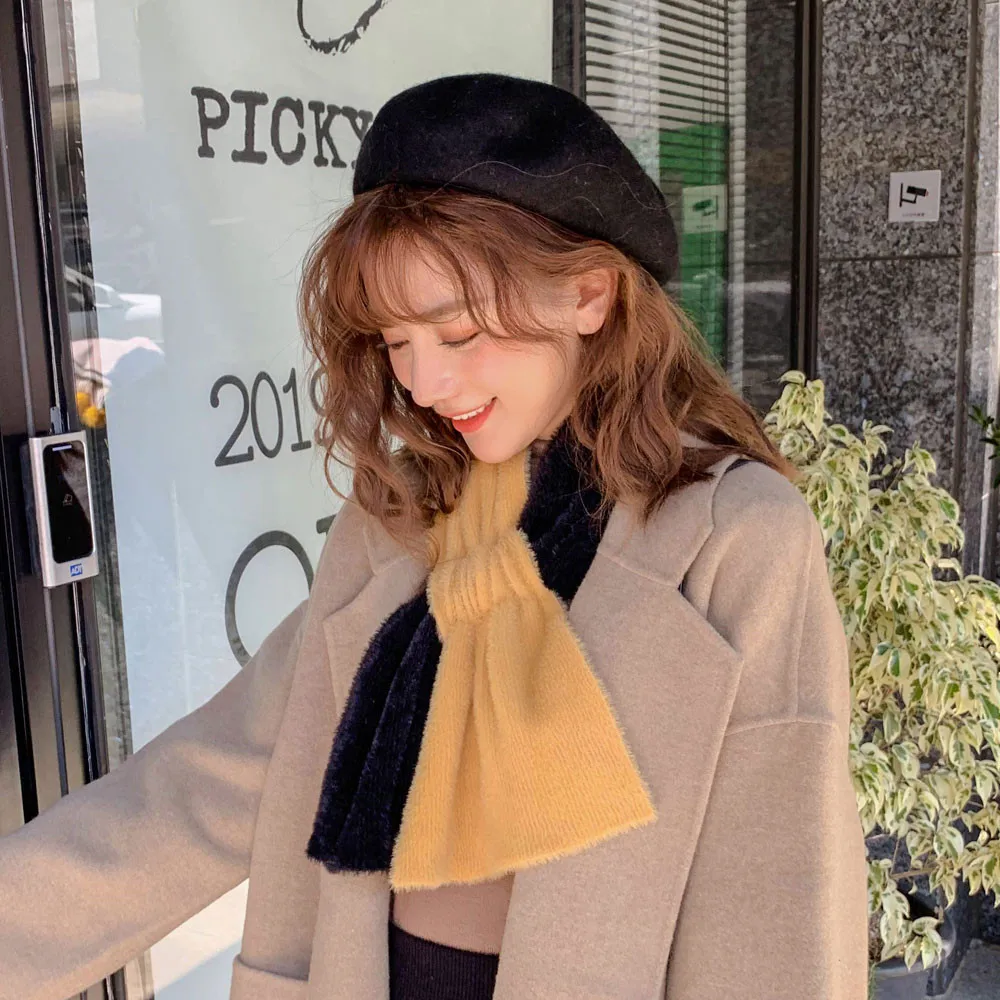 

New Cross Cover Scarf Women's Autumn And Winter Long Thick Student Warm-Style Imitation Mink Scarf
