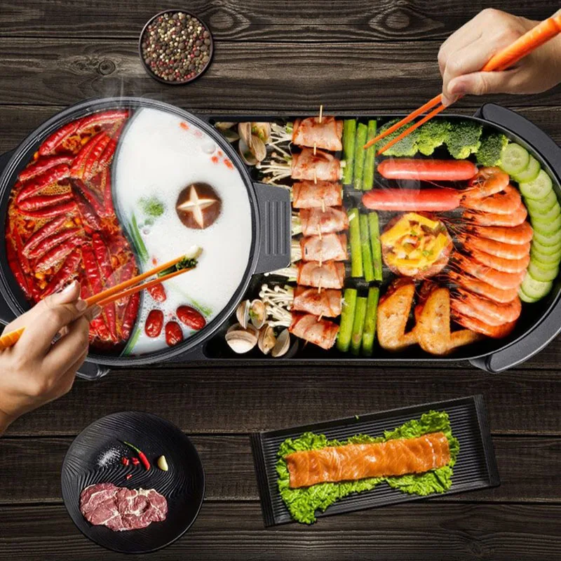 Description Picture 5 of itemKorean Multifunction Electric Pot Barbecue Machine Electric Hot Pot Intelligent Temperature Control Non-stick Coating