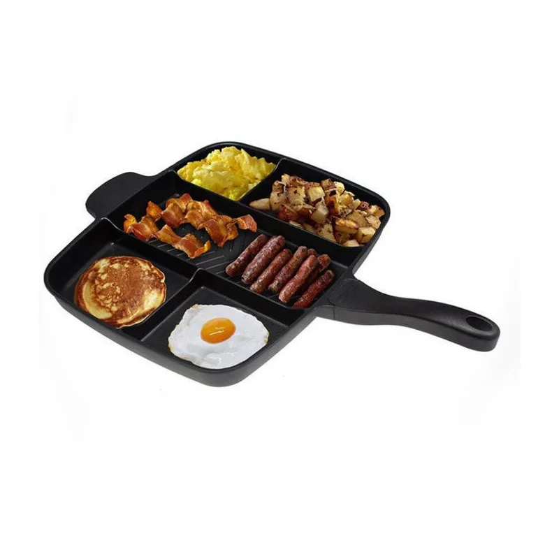 

Magic Pan And Foreign Trade Export Middle East Five in One Multi-Partition Frying Pan Multi-functional Black And White with Patt