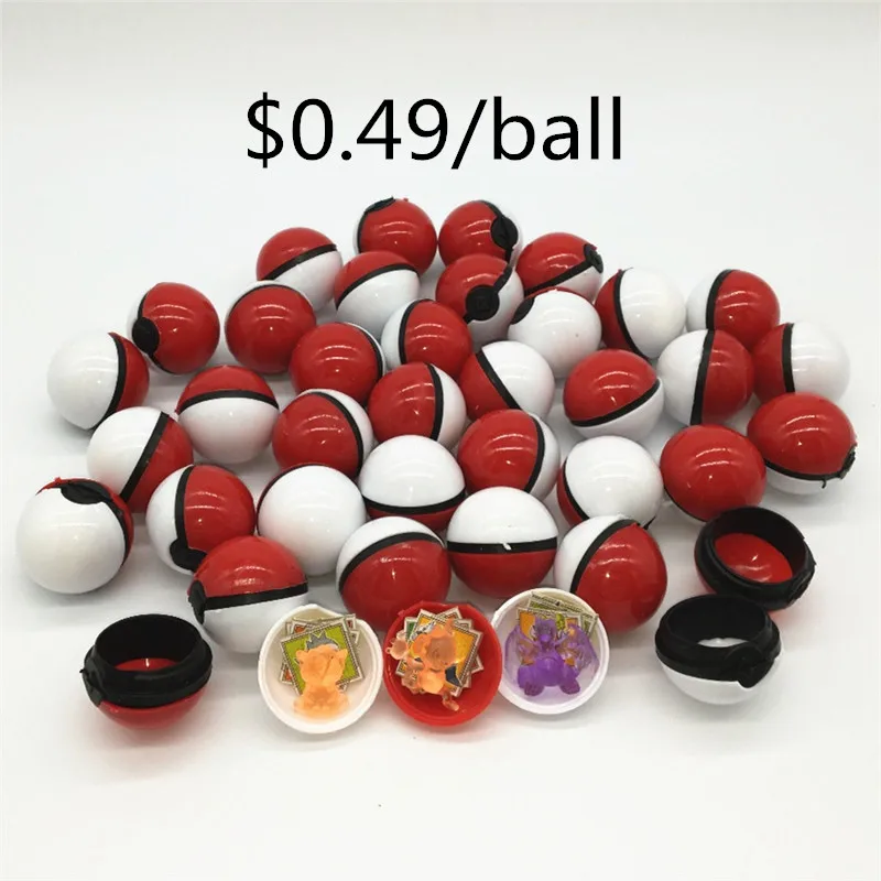 

30mm Pokeball with Random One Pkt Mon Crystal Pet and 2pcs Cards Sticker Anime Game Pocket Ball Pikachu Action Figure Toy