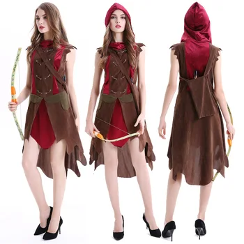 

Female Warrior Hunter Cosplays Woman Halloween Archer Costumes Carnival Purim parade Masquerade Nightclub Role play Party dress