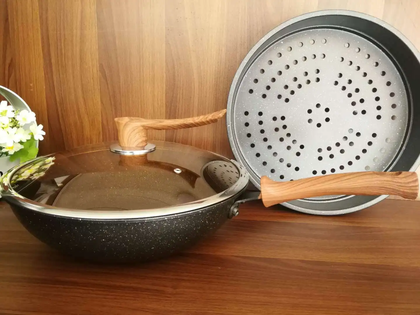 Антипригарная кухонная посуда maifanshi fusion из алюминия, бездымный горшок, термостойкая сковорода для приготовления пищи, ВОК, износостойкие кухонные сковороды
