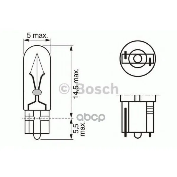 Лампа Накаливания 10шт В Упаковке W1.2w 12v 1.2w W4.6d Pure Light(Стандартные Характеристики) Bosch арт. 1987302208