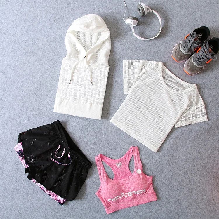 

Yoga Clothing Spring And Summer Workout Clothes Four-piece Set Sports Clothing WOMEN'S Suit Gym Slimming Jogging Suits Coat Vest