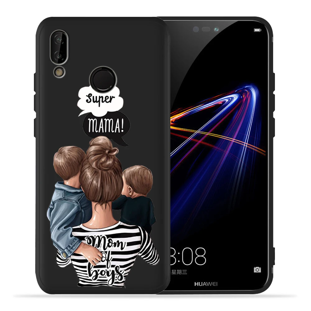 Модный черный чехол для телефона Mam Super Mom baby girl для Huawei honor 8 9 10 Lite honor 9X20 Pro P Smart, мягкий чехол для Etui - Цвет: 08