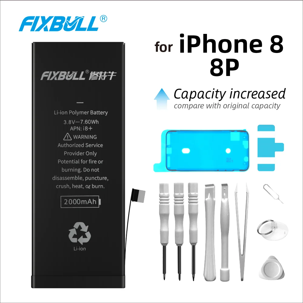 

FIXBULL Replace Battery for iPhone 8 Battery High Capacity for iPhone 8 Plus 8P 2000mAh 3000mAh Battery Free Tools R4