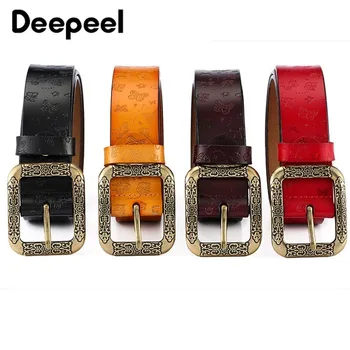 

Deepeel 1pc 3.3cm*105-115cm Women Leather Fashion Belt Alloy Material Pin Buckle Casual Retro Women's Jeans High Quality Belts