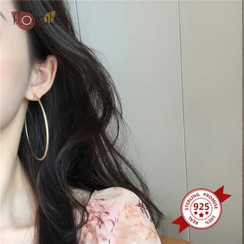 

S925 silver needle hoop earring temperament simple matte large circle earrings female personality ins wind big earrings A30