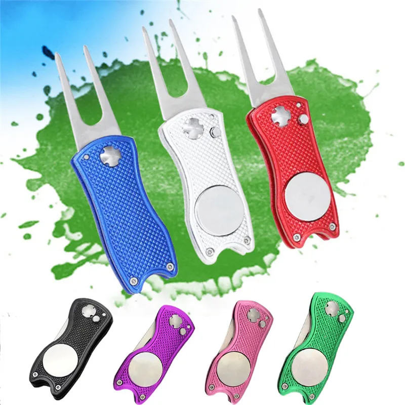 

Foldable Golf Divot Tool with Golf Ball Tool Pitch Groove Cleaner Golf Training Aids Golf Accessories Putting Green Fork