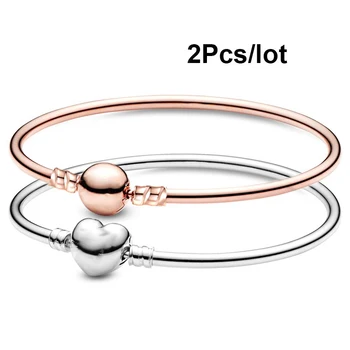 

BAOPON 2Pcs/lot 2020 Love Silver Color LOVE Chain Charm Bracelets & Bangles For Women 16CM-21CM Pulseras High Quality