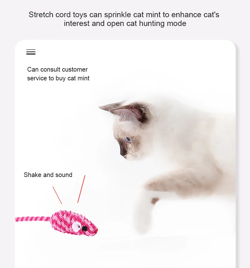 2021 New Cat Tosses Toy Hollow Tube Winding Cute Mouse Shape Home Anti-depression Rope Winding Chirping Mouse Toy Pet Supplies