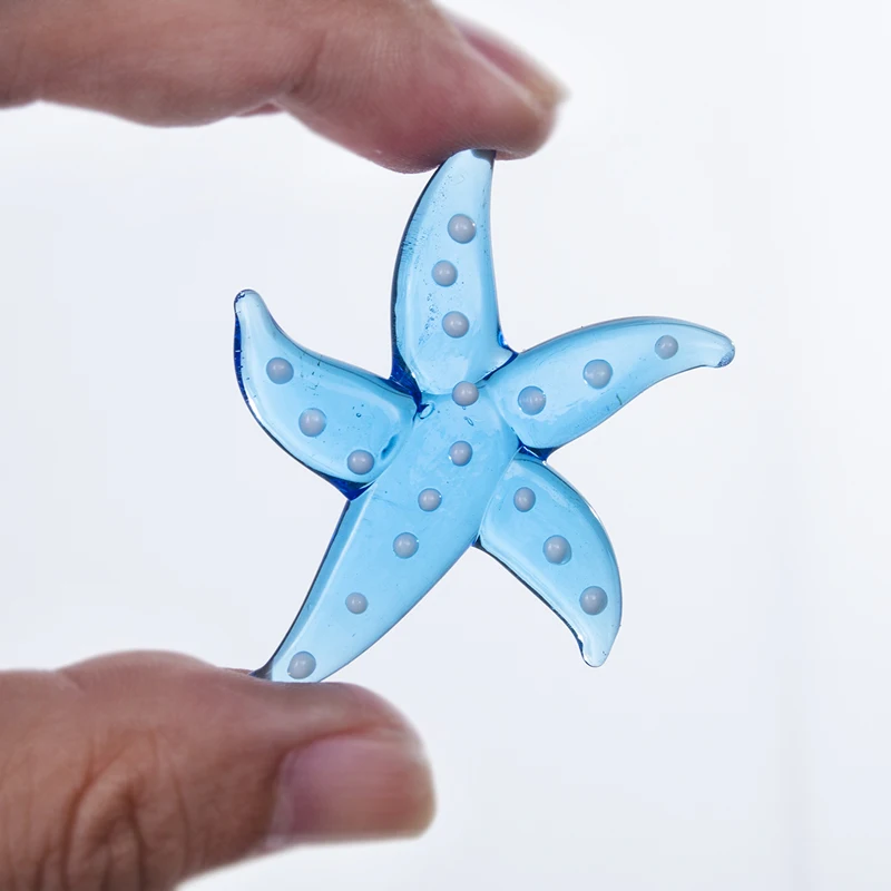 Glass Blown Starfish Miniature Sea Animals Collect Figurine Home Decor Gift 6pcs 