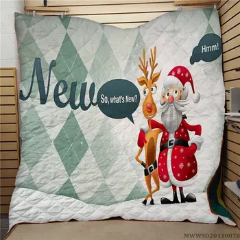 

Merry Christma Santa Claus Print Quilt Creative Soft Modern Home Bed Set For Kids Children For All Seasons