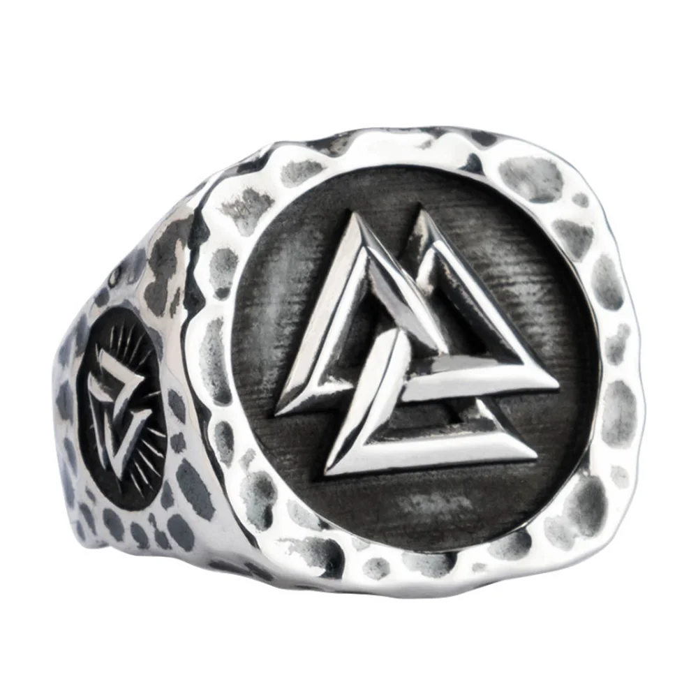 Мужские Викинг один символ кольца Valknut Футарк руны компас магический Stave 7-14 размер кольцо нордический амулет ювелирные изделия