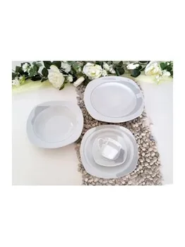 

SERVICE PLATES PORCELAIN X 6 PEOPLE 19 PIECES TWO-COLOR GRAY AND WHITE