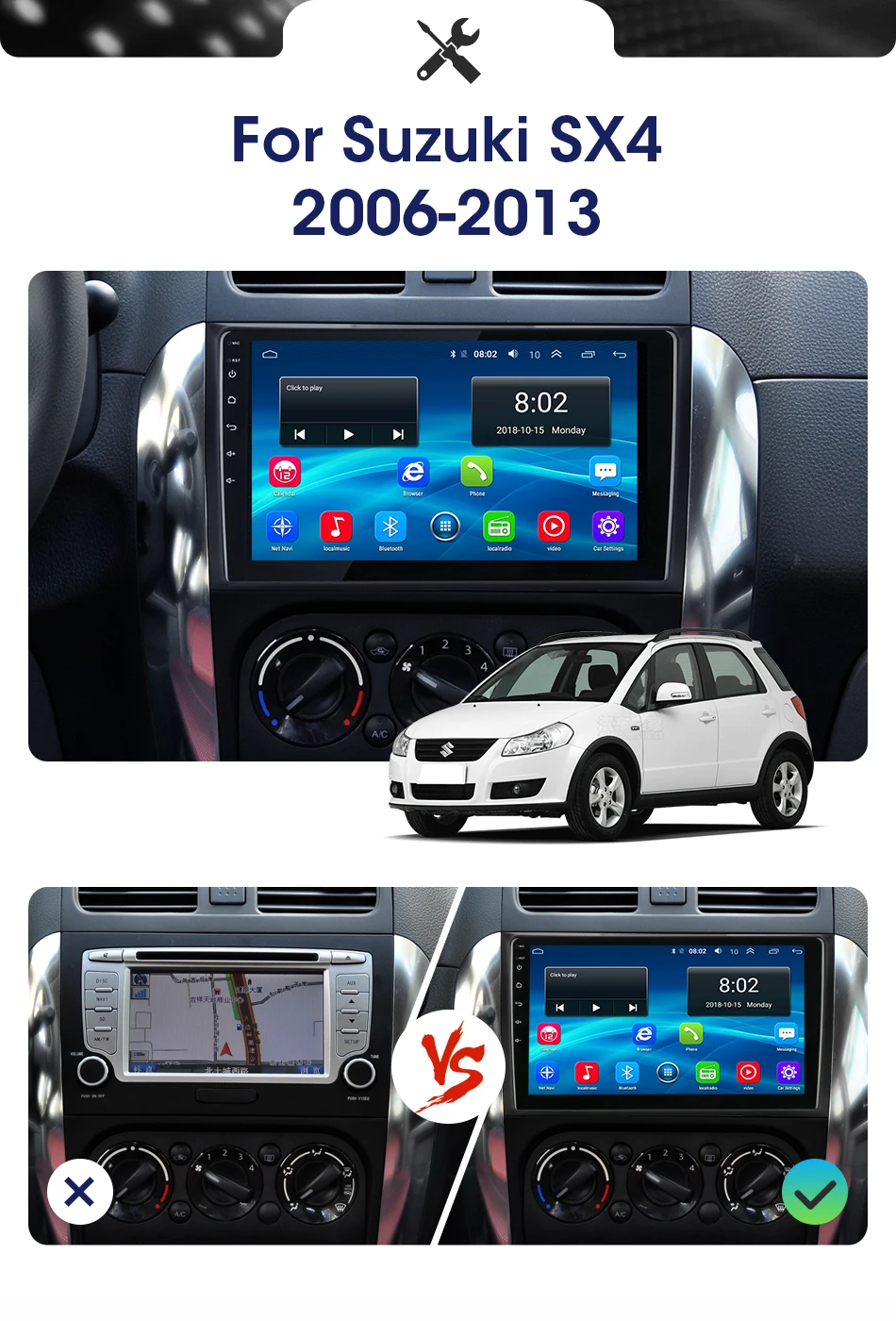 2 Din Android 4G Автомобильная магнитола для Suzuki SX4 2006-2013 2Din Автомобильная магнитола gps навигация магнитофон стерео автомобильный dvd-плеер головное устройство