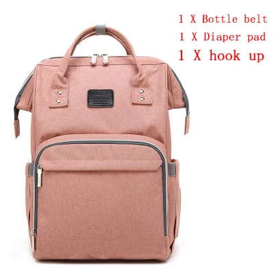 Pink Новая сумка для подгузников, модная сумка для мам, сумка для подгузников для мам, большая вместительность, рюкзак для детской коляски, дизайнерская сумка для ухода за ребенком - Цвет: Pink